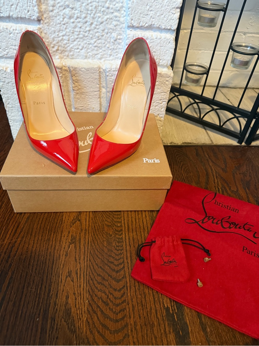 Christian Louboutin red patent So Kate 120mm pumps. Size:EU38.5/US8.5. In box.